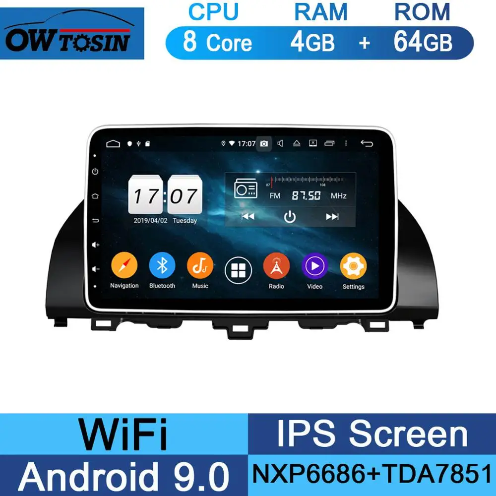 10," ips Восьмиядерный 4G+ 64G Android 9,0 Автомобильный DVD Радио gps-навигатор для Honda Accord 10 DSP CarPlay мультимедиа Adas Parrot BT - Цвет: 64G