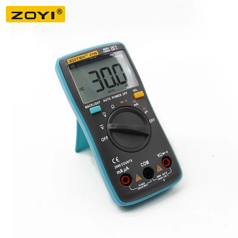 ZOYI ZT98 ручной профессиональный цифровой мультиметр Удержание данных истинное среднеквадратичное значение AC/DC тестер диода напряжения с подсветкой