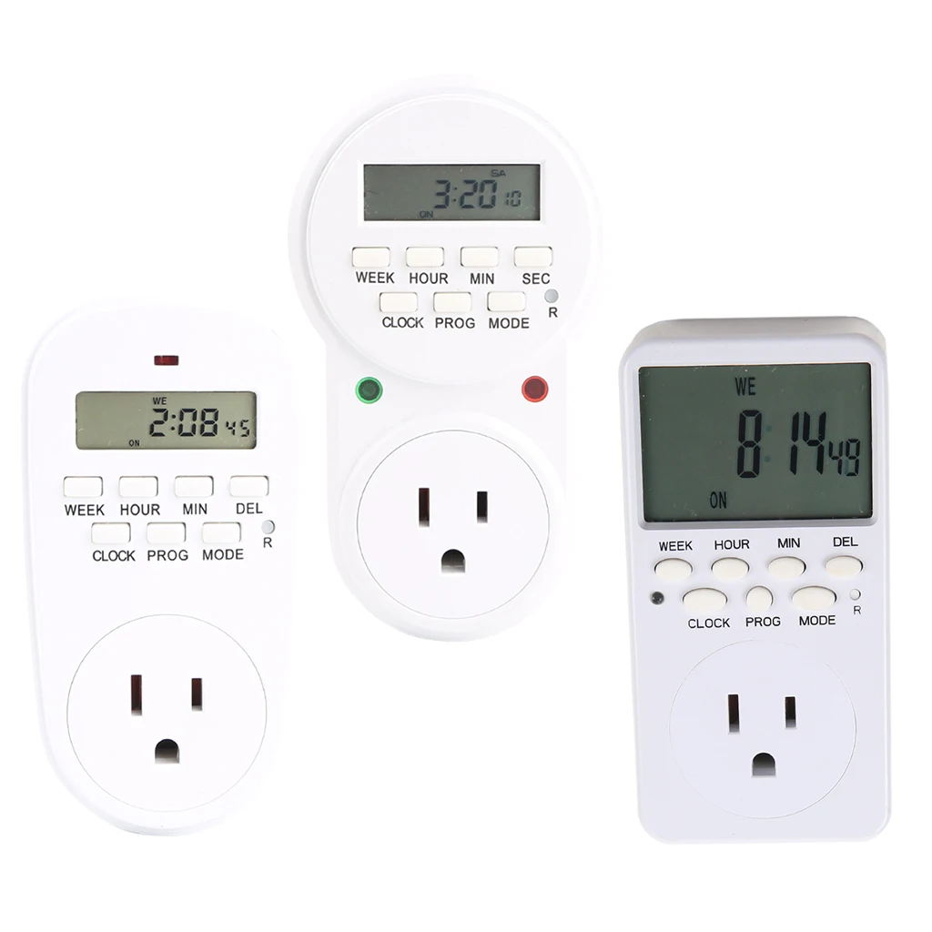 7 Day / 24 Hour Programmable Digital Weekly Light Switch Timer US Plug for Home Appliance Electrical Outlet Socket