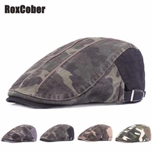 RoxCober Камуфляжный хлопоковый берет для мужчин и женщин Классическая кепка газетчика козырек шляпа кепки армейская плоская кепка регулируемая