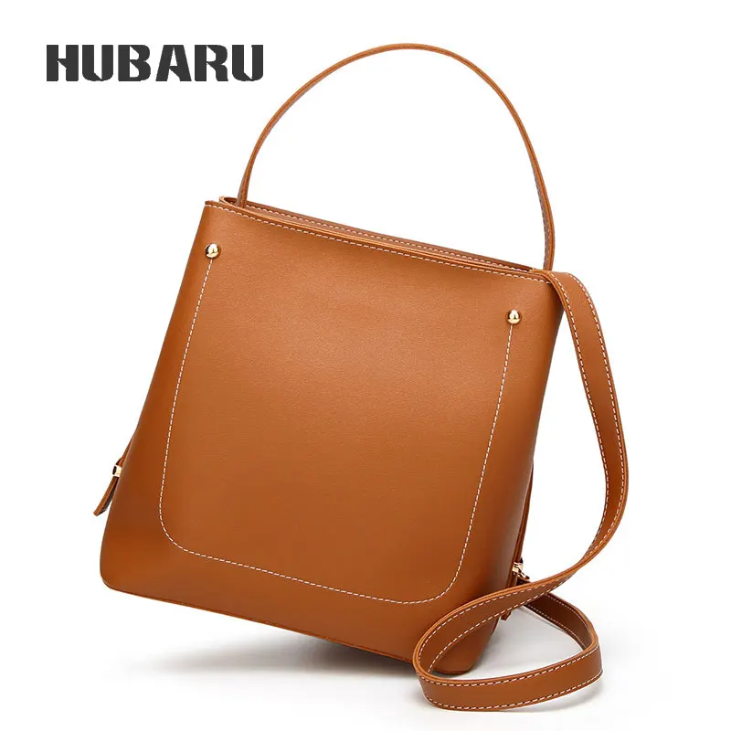 

HUBARU Women Retro Simple Bucket Bag Large Capacity Europe Fashion Style Shoulder Bag Lady Small Crossbody Tote Female Handbag