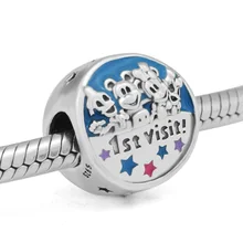 Подходит для Pandora шармы браслеты мышь и друзья "1-й визит" бусины стерлингового серебра 925-ювелирные изделия