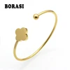 Pulseras de flores de acero inoxidable de Color dorado para mujer, pulsera de amor, regalo de fiesta, joyería, gran oferta ► Foto 1/6