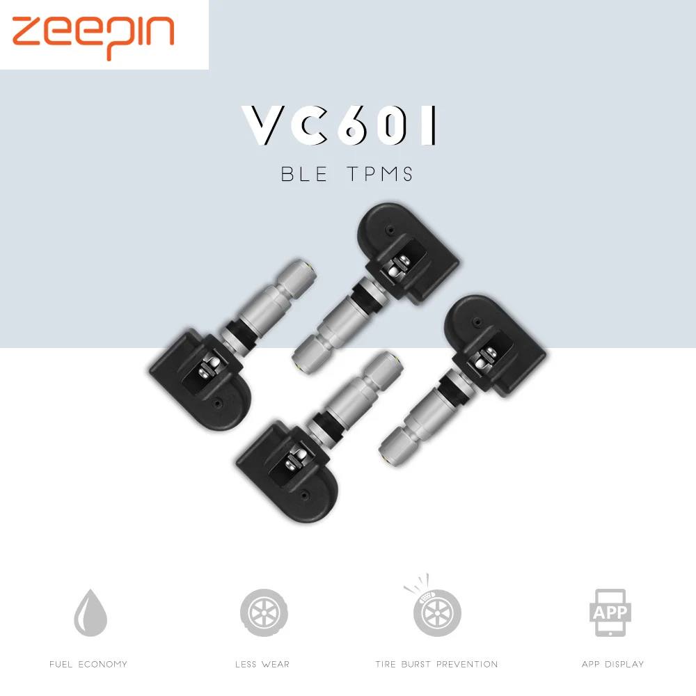

Zeepin VC601 TPMS Car Tire Pressure Monitor System Vehicle Detector 4 Internal Sensors Air Leakage Condition Alarm