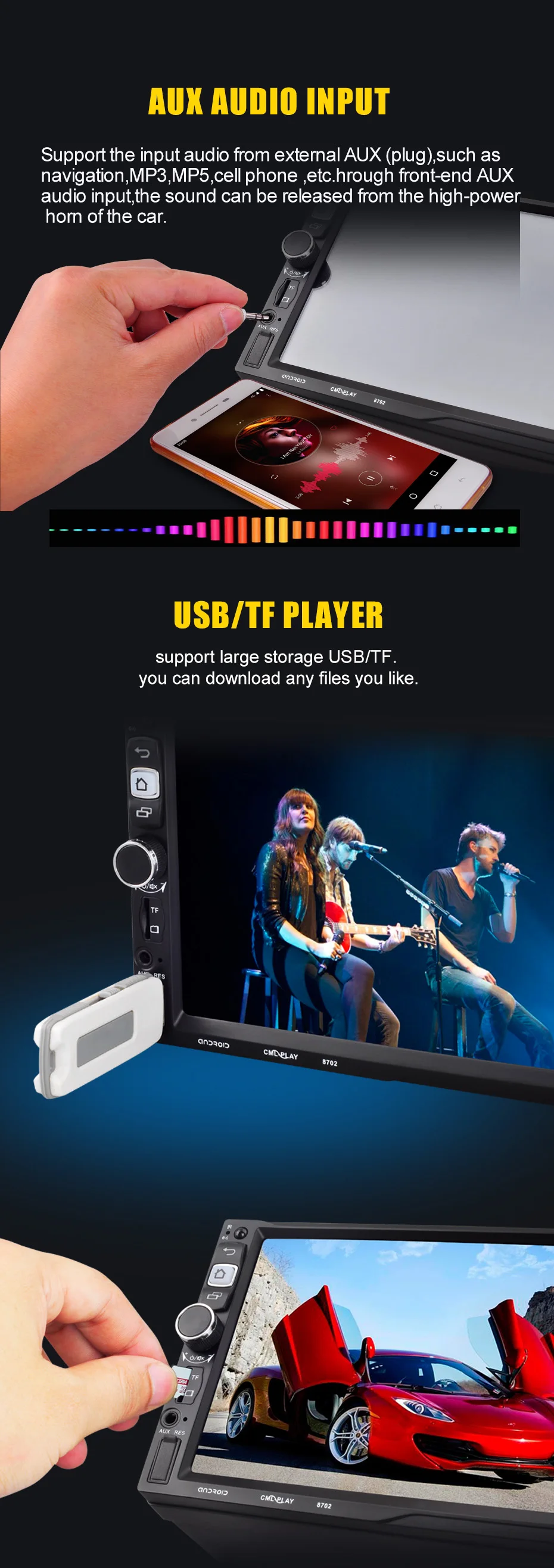 Clearance KANOR 2din Universal 7" Android Car Radio Stereo GPS Navigation Bluetooth USB SD Car Multimedia Player Audio Player Autoradio 4