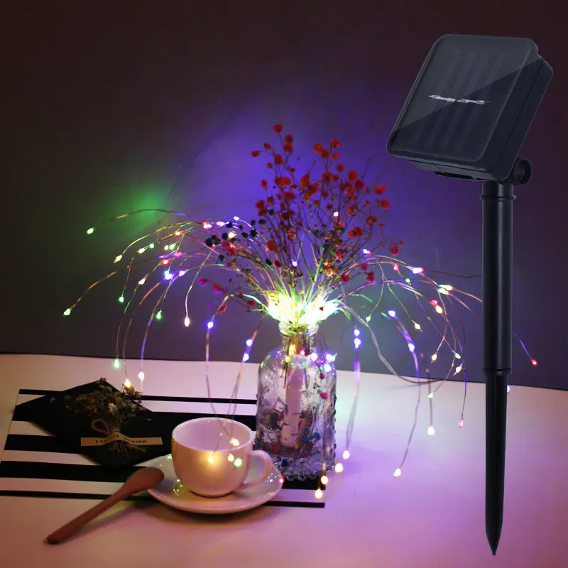 200 светодиодов DIY подвесная гирлянда Starburst на солнечных батареях фейерверк медная