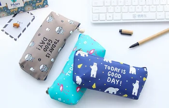 

Cartoon animal pu leather Pencil Case Big capacity pencil bag for kids Stationery office school supplies Escolar Papelaria