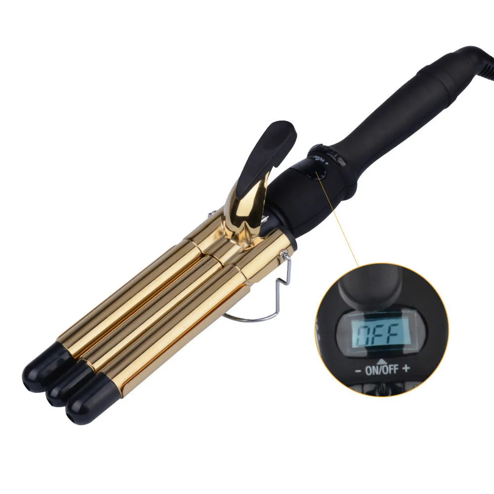 

30s Fast Heat19mm Triple Barrels Hair Curler 110-220V Ceramic LCD Hair Curling Wand Rollers Hair Curling Iron Hair Styling Tool