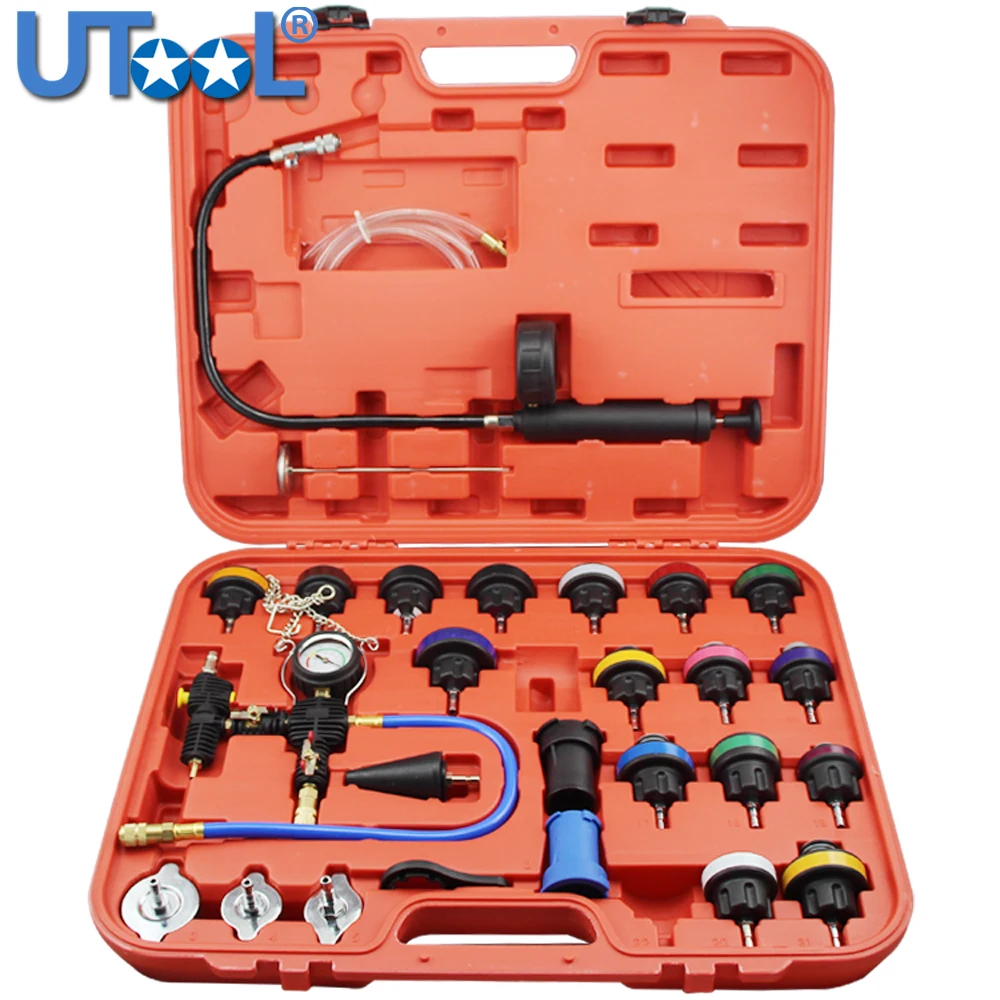 

28pc Universal Coolling System Radiator Pressure Tester & Vacuum Type Water Tank Water Replacement Kit
