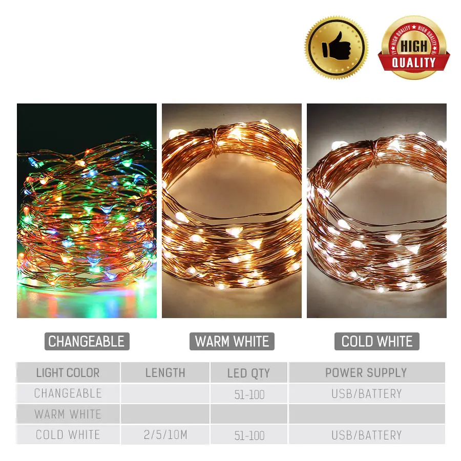 Multi Coloured Lights 2M 5M 10M Copper Silver Wire String lights Waterproof LED lamp For Party Holiday lighting Fairy Christmas Multi Coloured Lights 2M 5M 10M Copper Silver Wire String lights Waterproof LED lamp For Party Holiday lighting Fairy Christmas