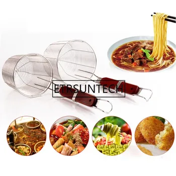 

New Arrival Creative Noodles Cooking Tool Pratical Boiling Anti-Heat Porcelain Stainless Steel Strainer Basket with Hanging