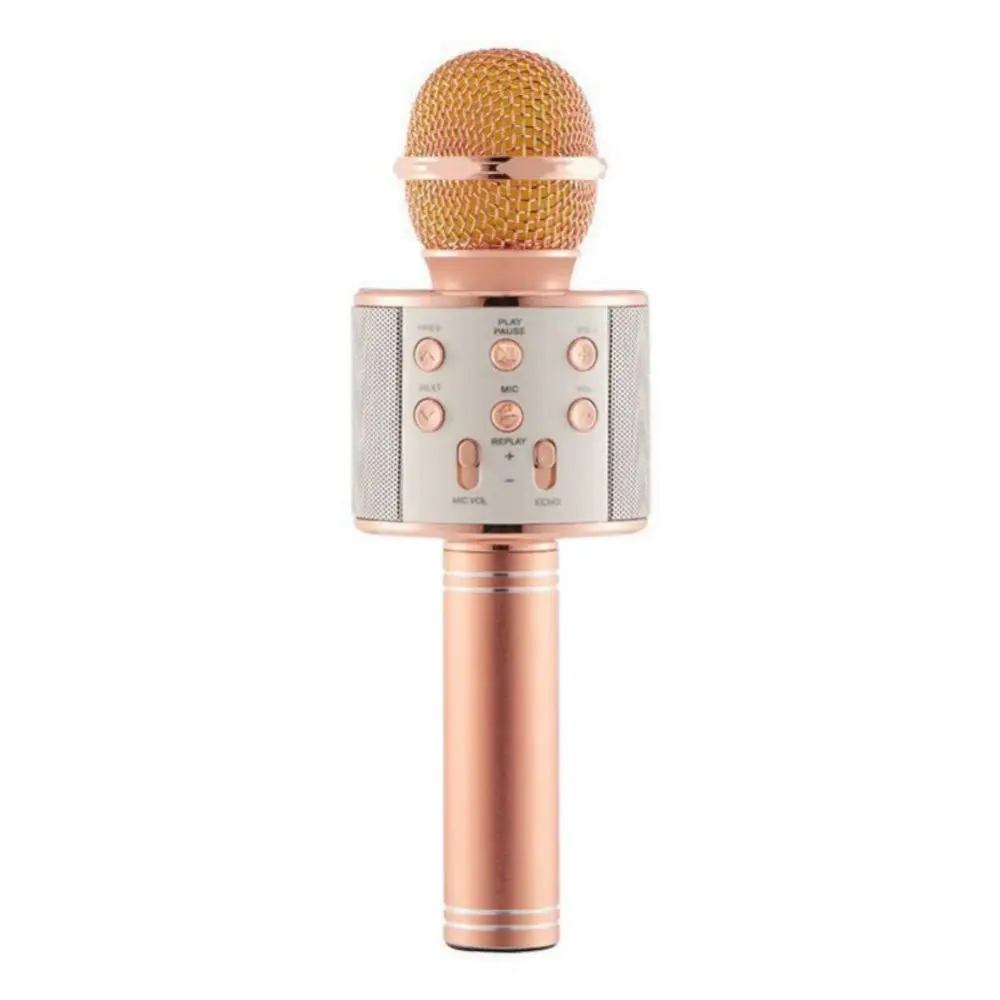 Rose Gold WS-858 беспроводной Bluetooth Караоке ручной микрофон USB KTV плеер микрофон динамик Пение Запись Музыка микрофон - Цвет: Rose Gold