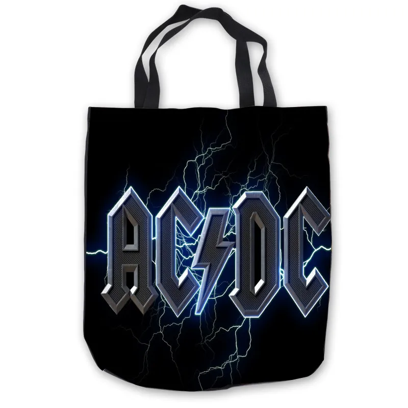 

Custom Canvas Music-Band-Acdc-Style- Tote Hand Bags Shopping Bag Casual Beach HandBags Foldable 180911-03-13