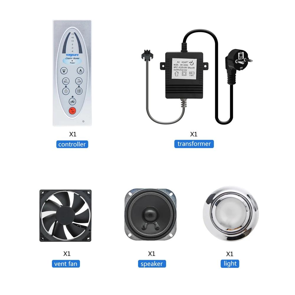 

1set Include ( Controller+Transformer+Vent Fan+Speaker+led Light) Shower Room Control System With Shower Spare Parts