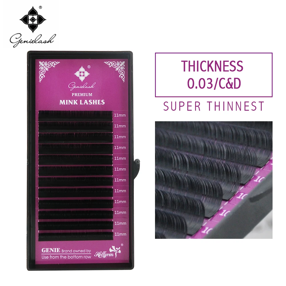 

1 pc 0.03 C/D Curl Mink Eyelash Extension Super Thin and Soft Materail 3d 6d 12d Volume lashes Tray Lash