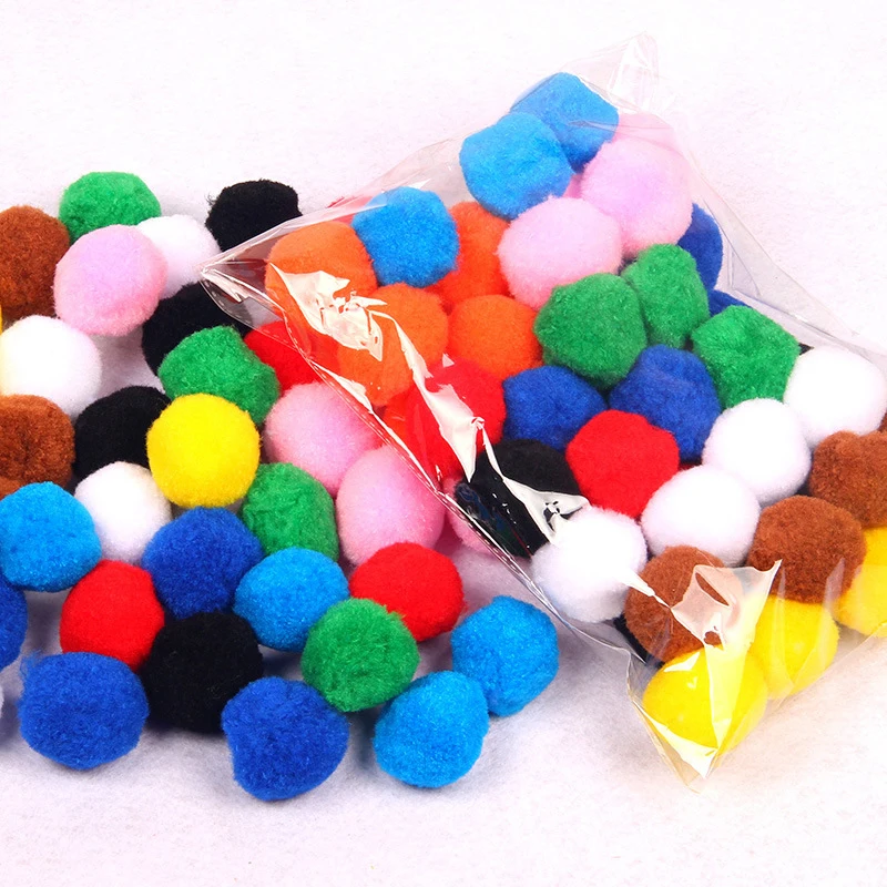 

40/100/200 Pcs Mixed Color Animals Puzzles IQ Training Educational Toys Pompom Fluffy Plush Adult Kids DIY Assembling Handcraft