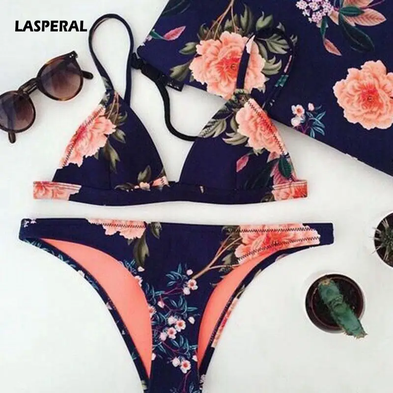

LASPERAL Bikinis Set Summer Women Sexy Two Pieces Swimsuit Floral Printed Beach Wear Swimwear Bathing Suits Monokini Biquini