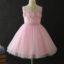 Новые Вечерние платья с помпоном на день рождения для девочек, платье с вышивкой для первого свадебного торжества, платье для девочек, платье для сцены