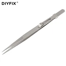 DIYFIX 6.38″ Precision Adjustable Slide Lock Anti Static Tweezers For Jewelry Electronic Component Holding Repair Tools