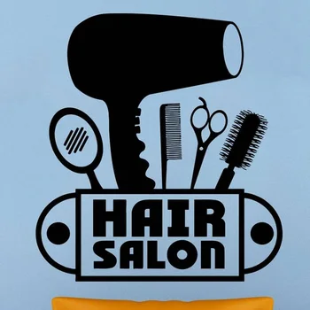 

New arrival Hair Salon Sticker Beauty Scissors Decal Haircut Name Posters Vinyl Wall Art Decals Decor Decoration Mural Salon
