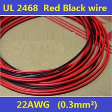 22AWG ПВХ изоляцией луженый медный кабель 2 pin красный черный провода окружающей среды внутренней проводки UL2468-5 м