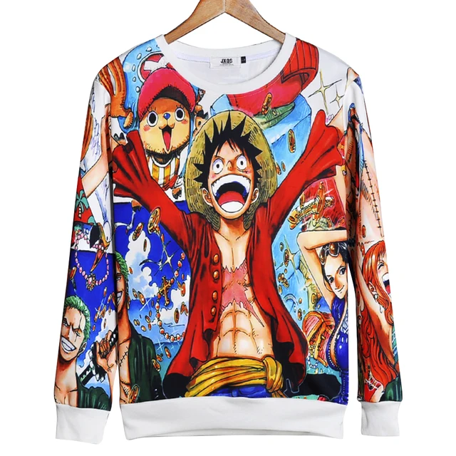 Naruto One Piece Print Pullover Hoodie  Anime Crazy Store
