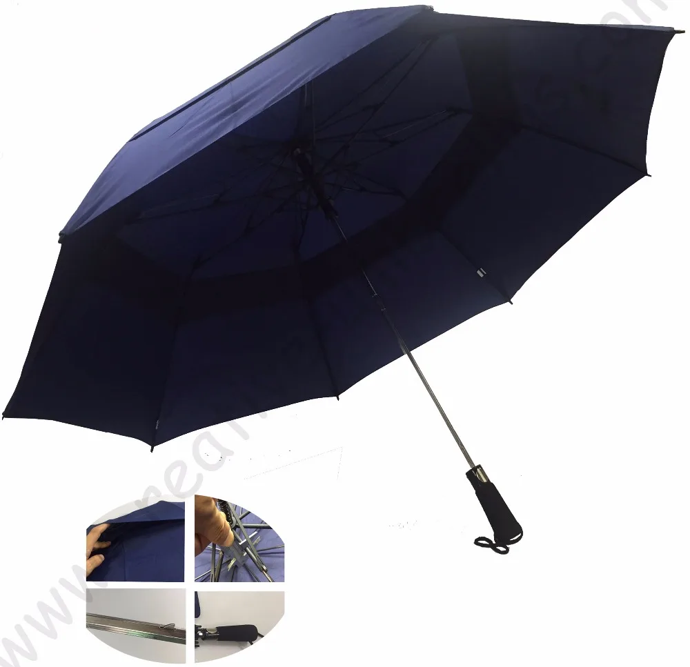 

Customized mass cargo Oem Ex-factory 125cm dia two fold auto windproof fiberglass umbrellas visible two layer E-commerce parasol