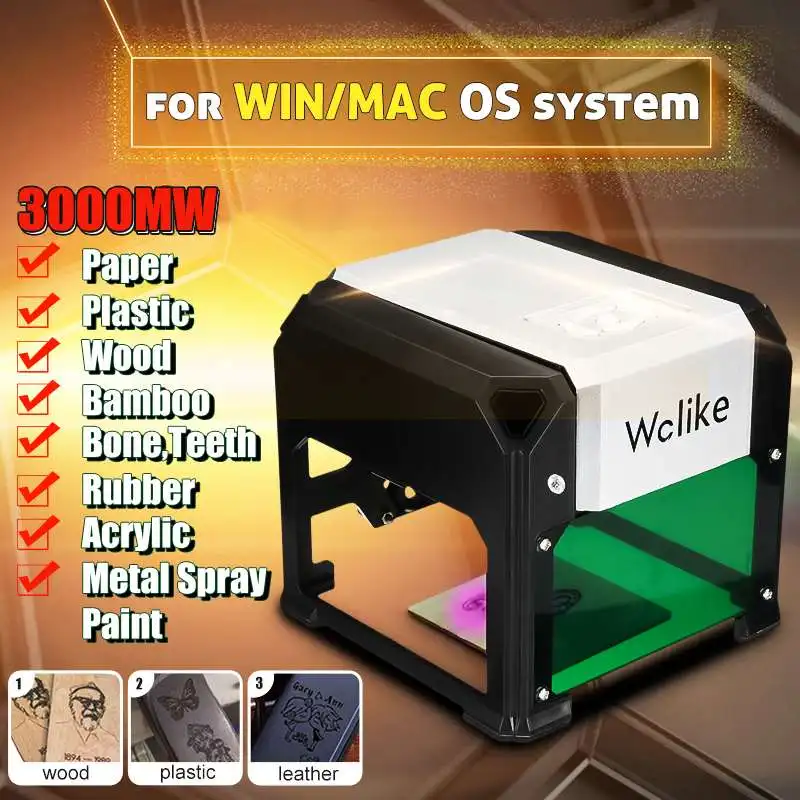 

3000mW High Speed Laser Engraving Machine USB DIY Laser Engraver Printer Automatic Handicraft Wood Tools For WIN/Mac OS System