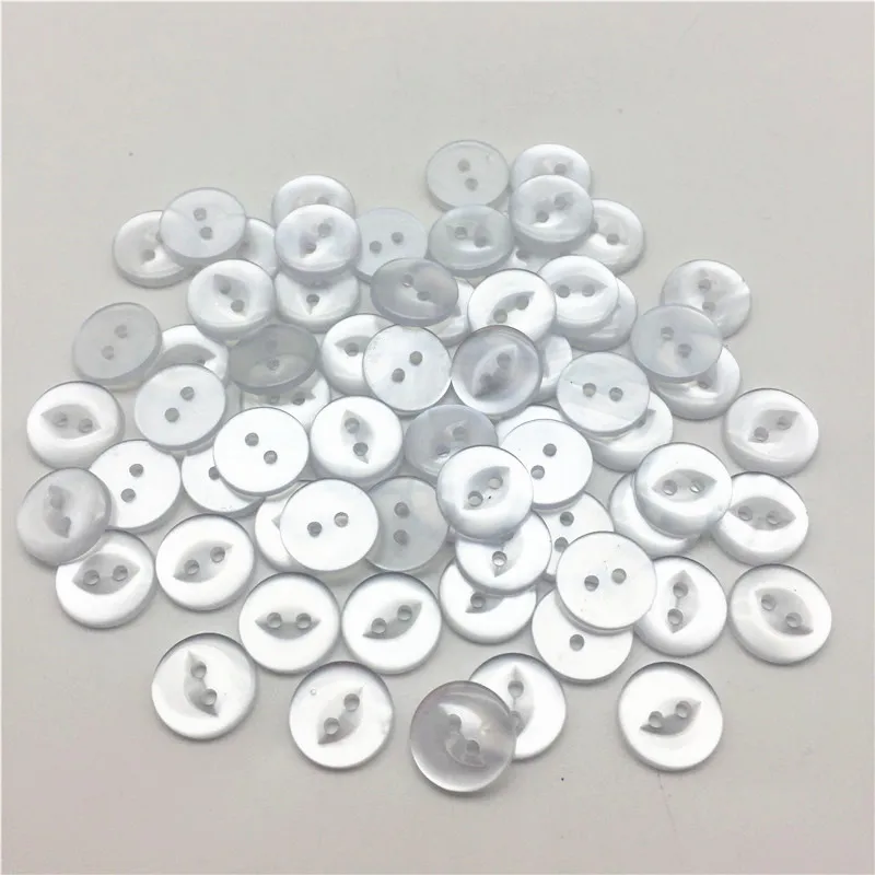 

100pcs 12.5mm/15mm Clear Pearl Fisheye Resin 2 Holes Buttons Round Sewing Accessoreis Embellishments Button