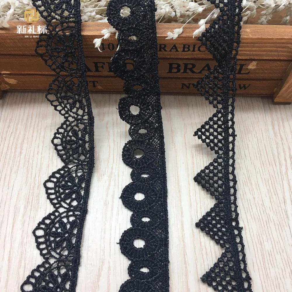 15yards High Quality African Lace Fabric For Wedding 2017 Embroidered France Mesh Fabrics Nigerian Guipure Cord Black | Дом и сад