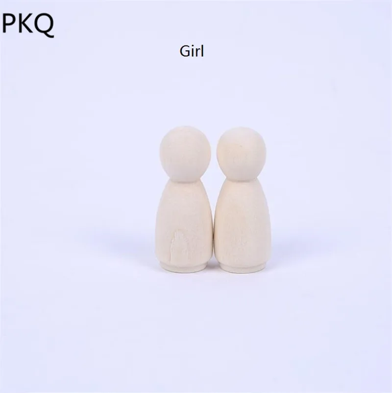 Different Size Handmade Unfinished Wooden Family Peg Dolls Toys Kid's DIY craft Supplies Wooden Gift Baby Teether