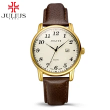 2016 Meilleur hot bracelet en cuir montres femmes robe calendrier mode casual quartz montre de luxe bande De Luxe marque Julius 508 horloges
