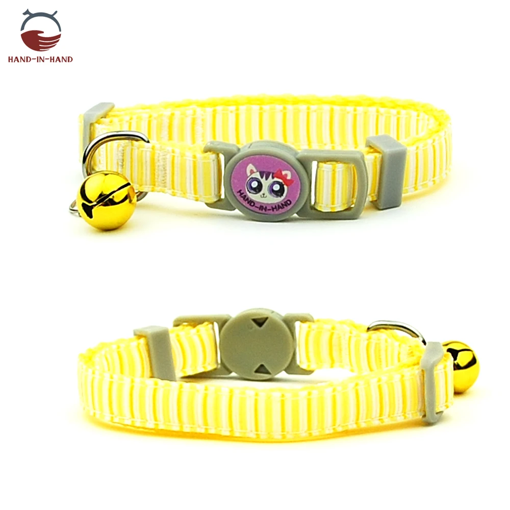 Cat Collar Pet Product Collar Safety Buckle Quick Release Cartoon printed Collar - Цвет: Yellow Stripes