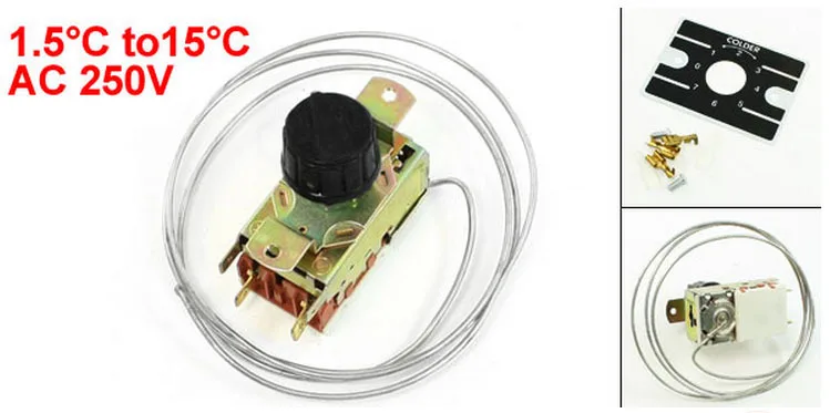 

1.5 to 12.5 Celsius D-Shape Shaft 4 Pin Refrigerator Thermostat AC 250V