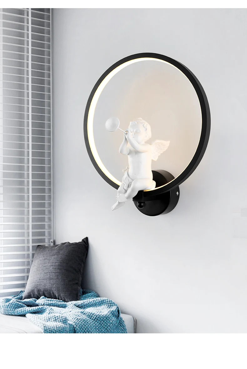 Скандинавский светодиодный настенный светильник черный белый Ангел современная настенная лампа креативная домашняя гостиная коридор искусство бра домашний декоративный свет