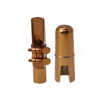 

Yibuy Rose Gold Plated E Flat Alto Saxophone Mouthpiece with Ligature + Cap 5#