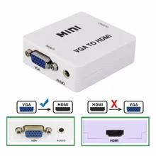 Mini VGA to HDMI Converter With Audio VGA2HDMI 1080P Adapter Connector For Projector PC Laptop to HDTV with HDMI2VGA Converter