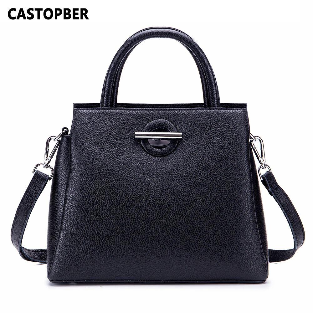 

European and American Style Simple Women's Tote Handbags Cowhide Genuine Leather for Ladies Shoulder Large Capacity Crossbody