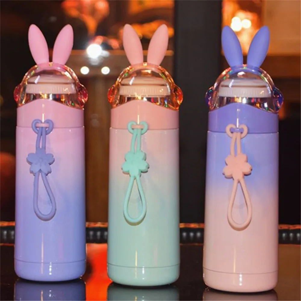

Cute Rabbit Gradient Thermos Feeding Cup Portable Milk Cup Stainless Steel Hot Water Bottle for Kids Leak-poof Vacuum Flask