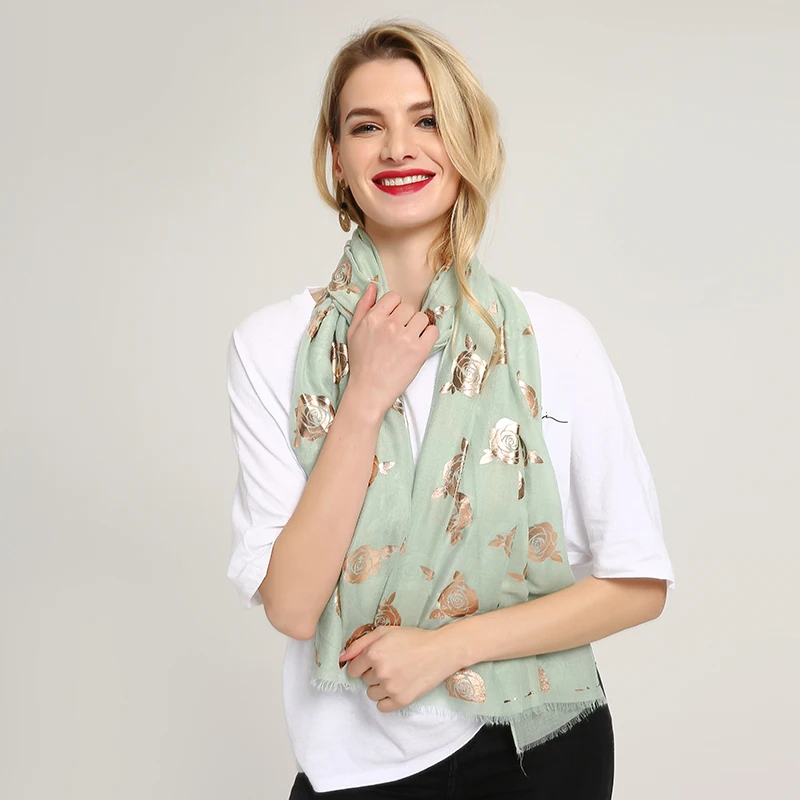 

Women Large Soft Scarf Bronzing Design Thin Hijab Cotton Headwear Long Shawl