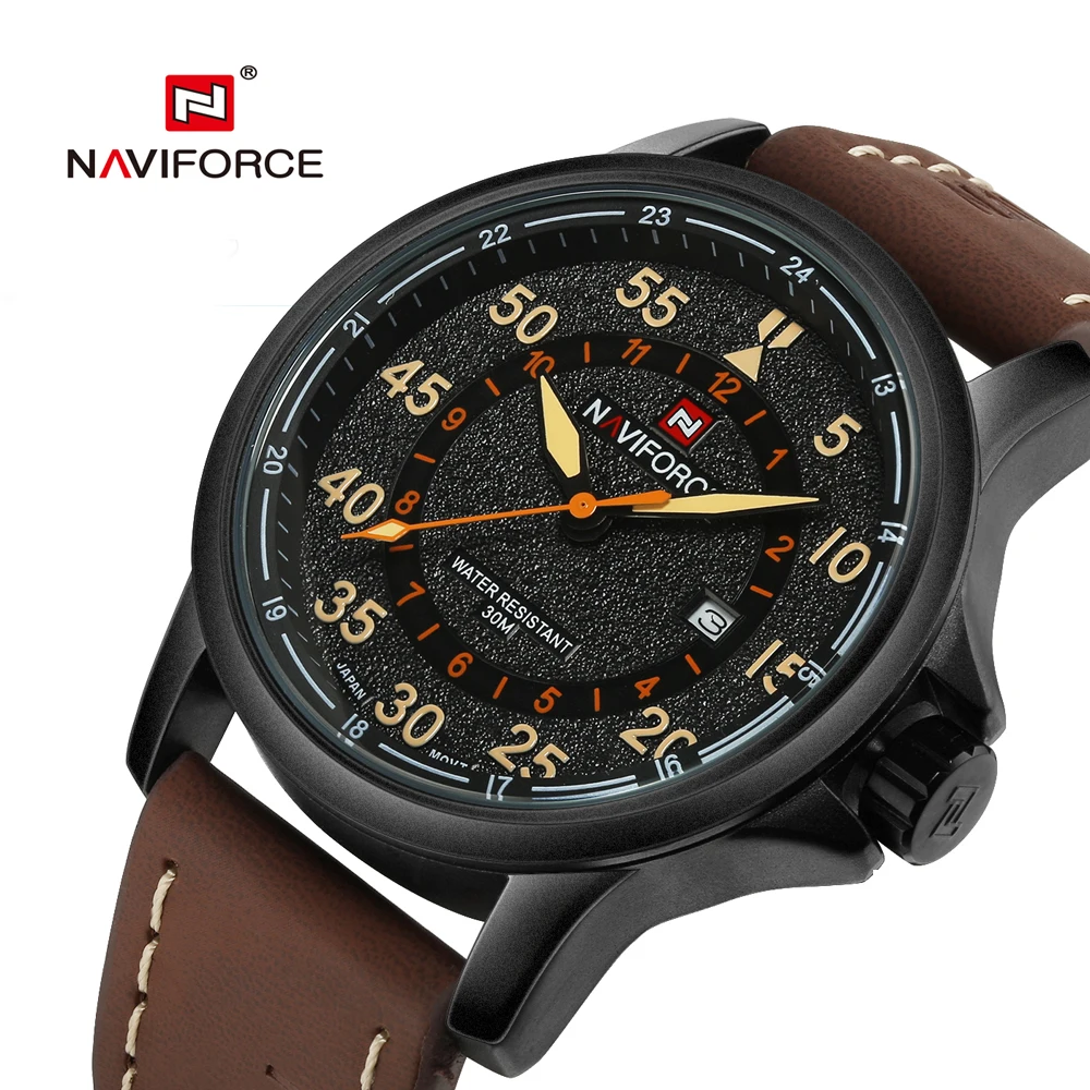 

Watch Men NAVIFORCE Luxury Brand Military Leather Watchband Quartz Watches Clock Male Sports Wristwatches Army Relogio Masculino