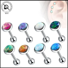 BOG-1PC 316L хирургическая сталь Опал Камень ушной хрящ серьги-улитки 16 г очаровательный Опал пирсинг ювелирные изделия для тела