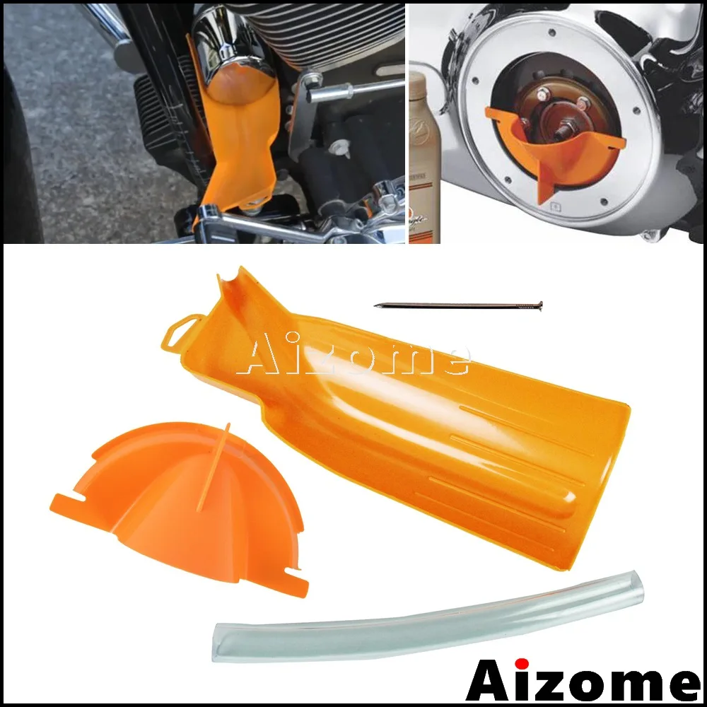 Plastic Filling Funnel Oil Catcher Drain Oil Funnel w/ Soft Pipe Tool