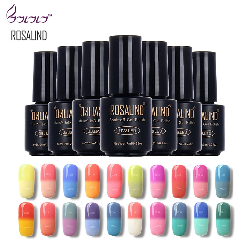 

ROSALIND Temperature Changing LED UV Soak-off Gel Lacquer Varnish Gel Nail Polish GEL For Nail Art Gel Nail Polish Nail Glitter