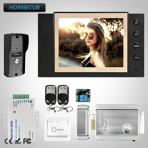 

HOMSECUR 8" Wired Video Door Phone Intercom System Electric Lock+Keys Included : TC031 + TM801-B
