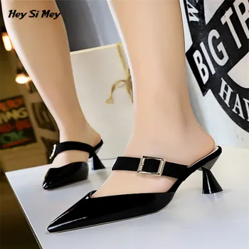 

BBZAI Summer zapatos mujer stiletto Pointed Toe 7cm High-Heeled shoes woman party pumps ladies Slingbacks sandals Drop shipping