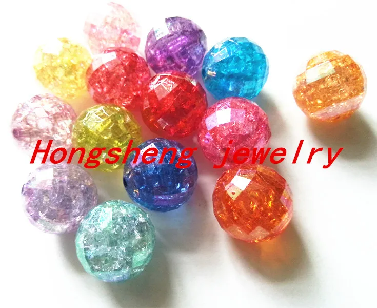 

20MM 100pcs/Lot mix color Acrylic earth Faceted clear AB Crack Beads, Colorful Chunky Beads for Necklace Jewelry