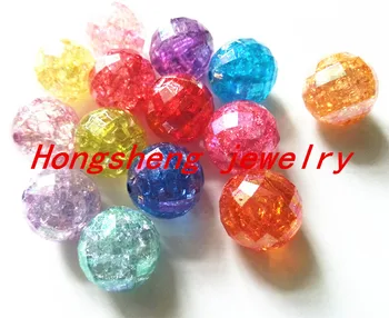

20MM 100pcs/Lot mix color Acrylic earth Faceted clear AB Crack Beads, Colorful Chunky Beads for Necklace Jewelry