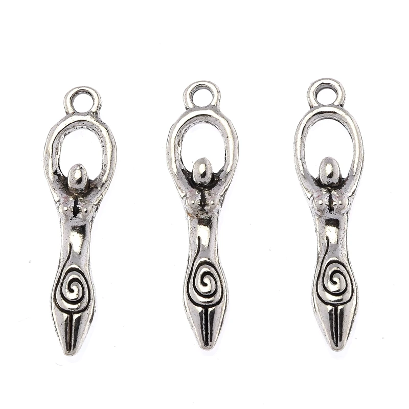 

DIY Wholesale Pagan Witch Charms 10pcs Retro Antique Silver Mother Goddess Charm Pendant Jewelry Findings Making 29x7mm Ne59