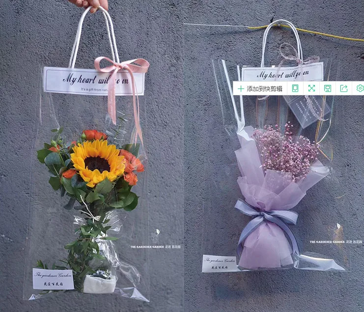 Горячий тренд прозрачный флорист бумажные пакеты, 20 шт./лот маленькая одиночная Роза цветок сумка для переноски